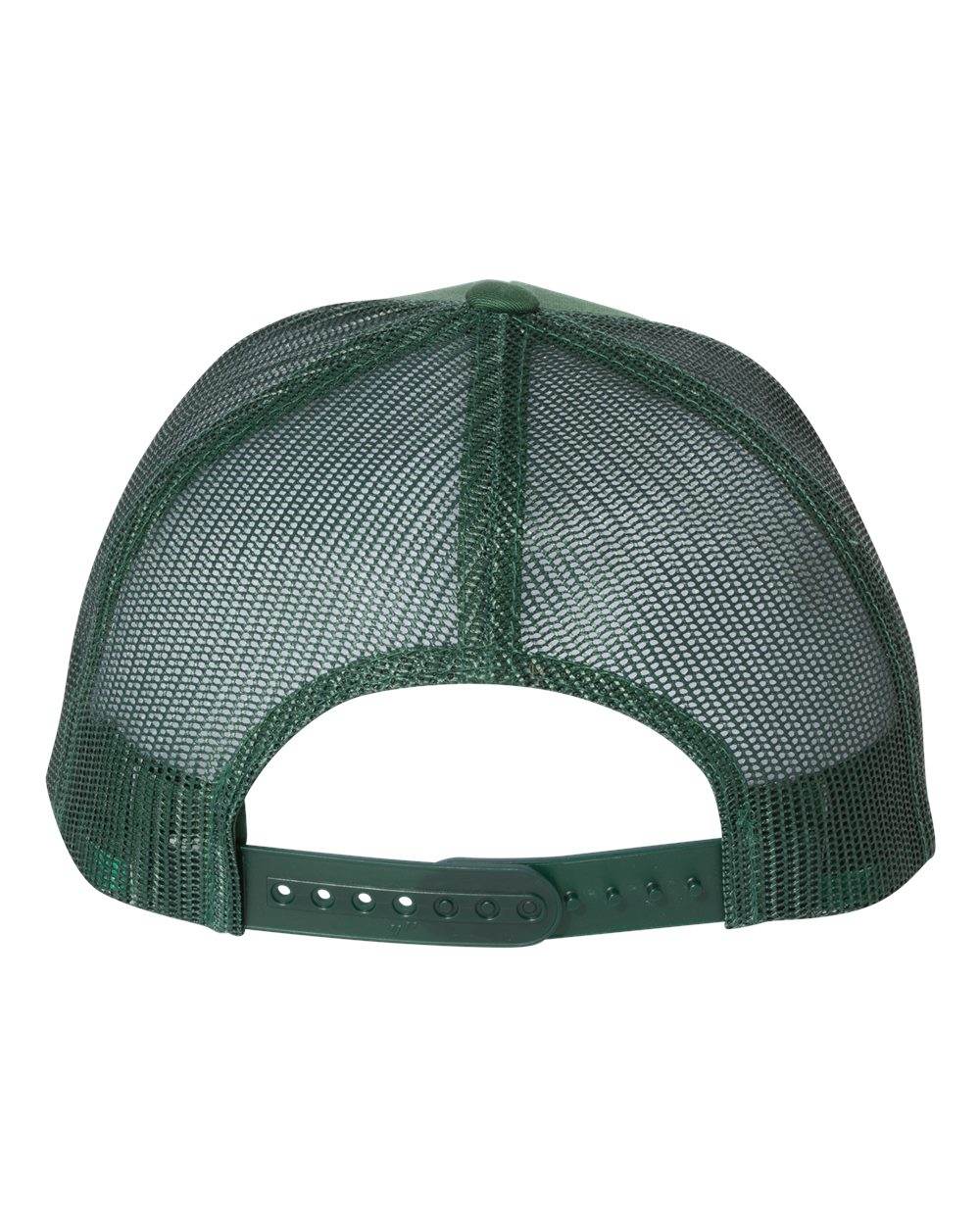 Custom YP Classics® retro trucker cap with personalized embroidered logo, green mesh back, adjustable snap closure, Yupoong brand.