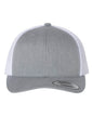 Heather grey and white Custom YP Classics® Retro Trucker Cap with embroidered logo, featuring a classic trucker hat design by Yupoong.