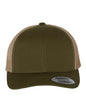 Custom YP Classics retro trucker hat by Yupoong with personalized embroidered logo in moss khaki color.