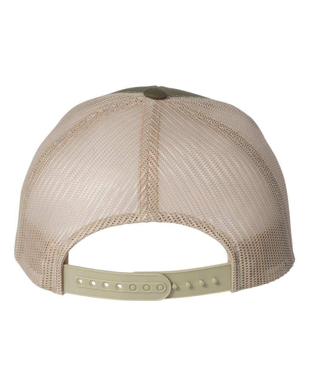 Yupoong Custom YP Classics retro trucker cap with embroidered logo, moss khaki color, adjustable mesh back, personalized design