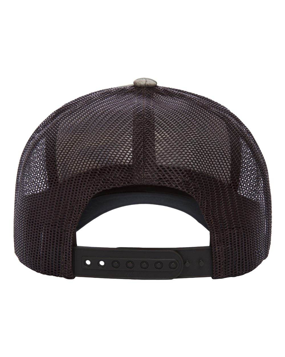 Custom YP Classics® retro trucker cap with embroidered logo, brown Realtree Max camouflage pattern, adjustable snapback hat.