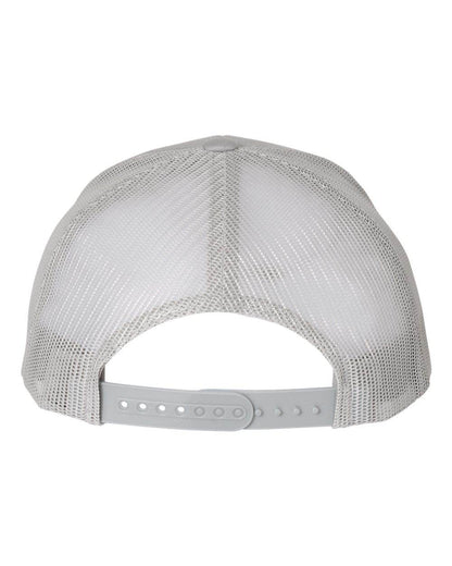 Custom YP Classics® retro trucker cap with embroidered logo, silverback design, adjustable mesh back, and personalized fit.