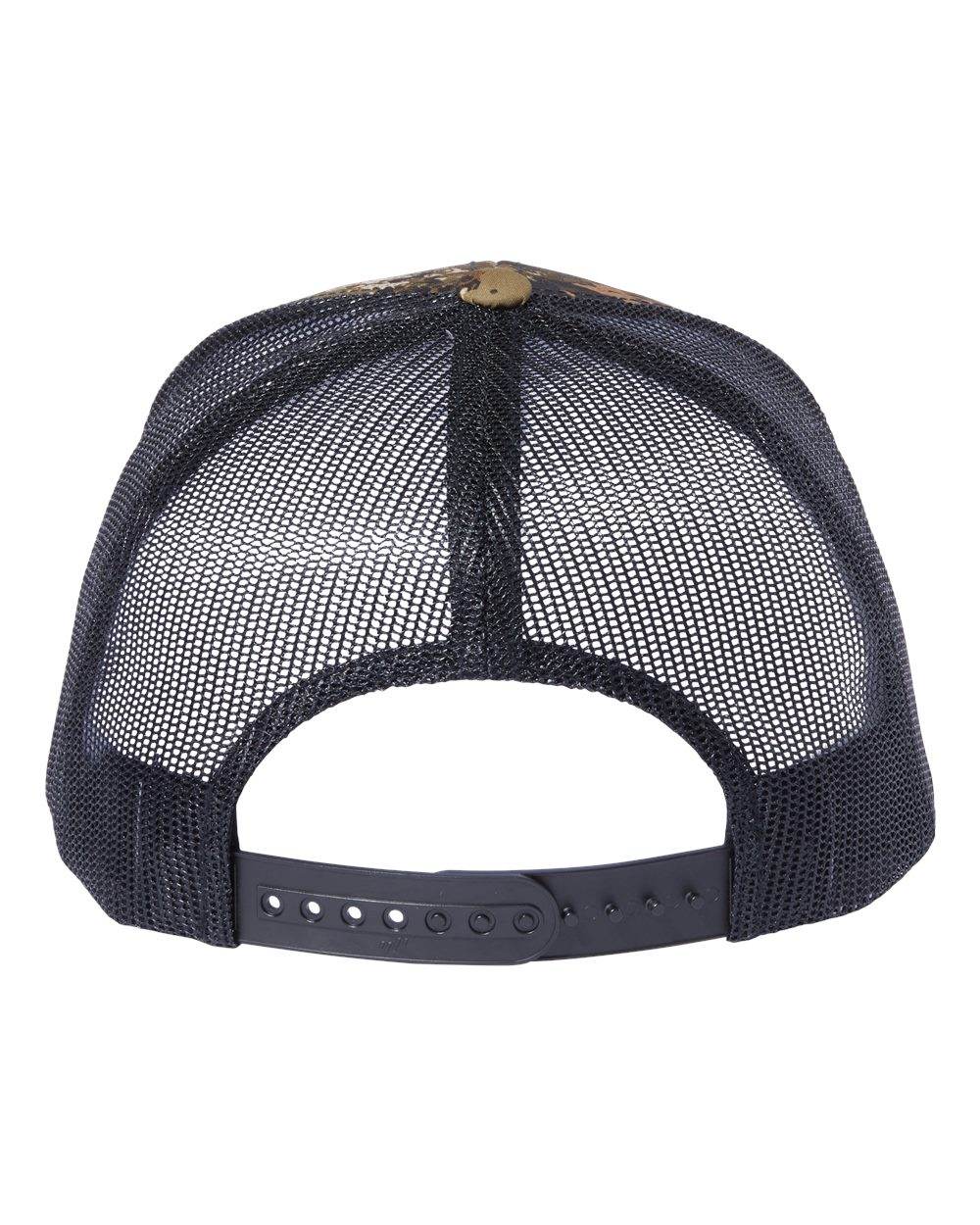 Custom YP Classics retro trucker cap by Yupoong with personalized embroidered logo, featuring a mesh back and curved brim.