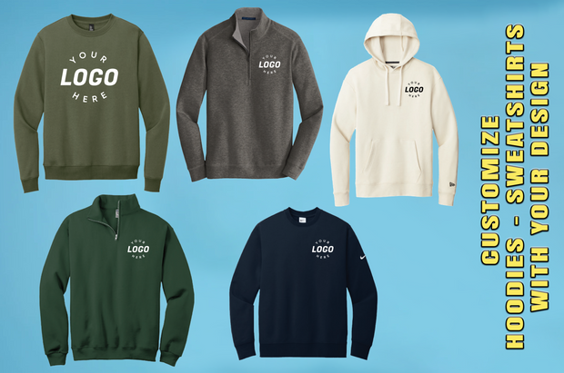 Custom print hoodie with company logo on the front