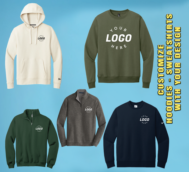 Custom printed hoodie with your logo or text design
