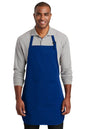 Blue personalized apron from Port Authority with custom print, perfect for cooking, BBQ, or gift occasions.
