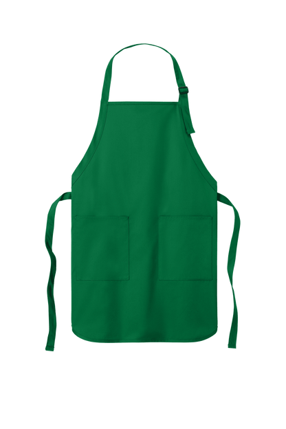 Green Port Authority personalized apron with adjustable neck strap, front pockets, ideal for cooking, BBQ, and gifts.