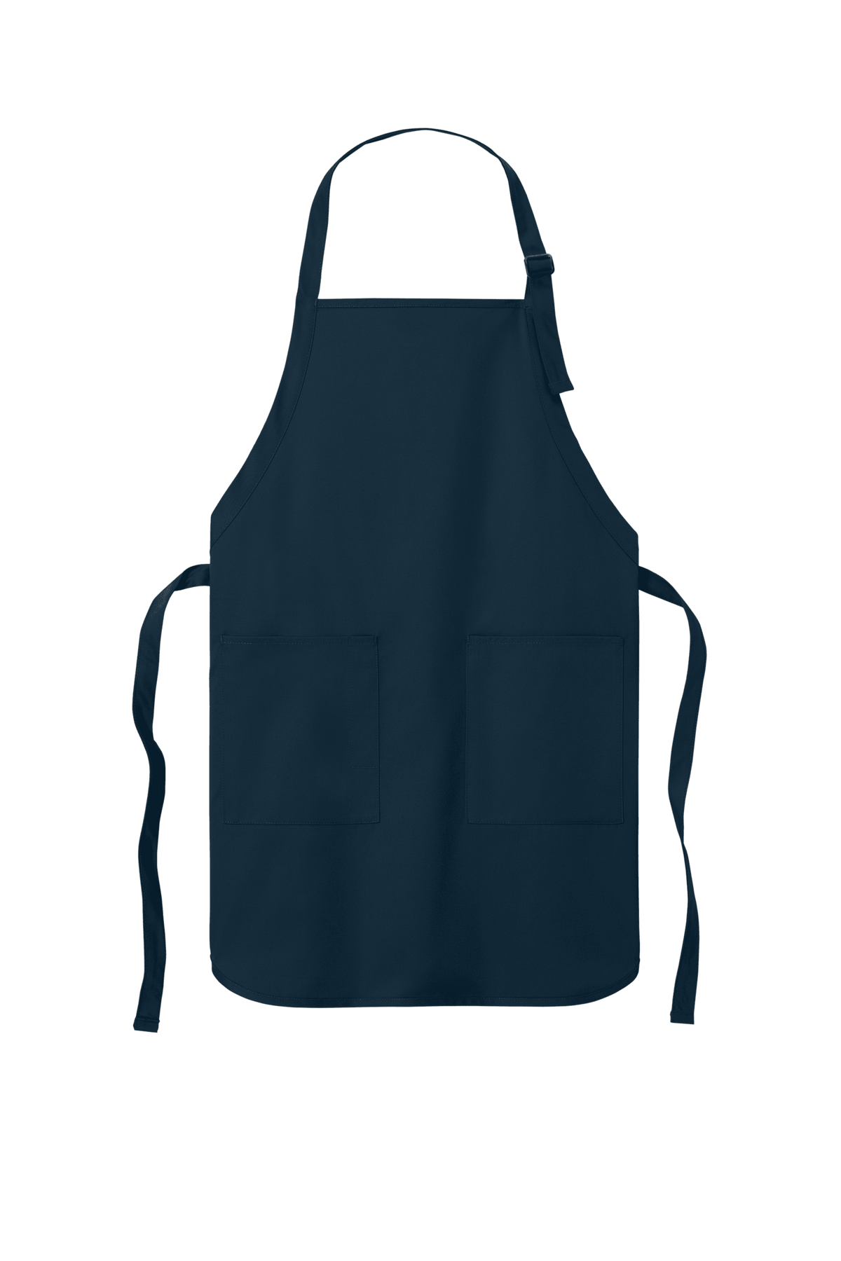 Navy Port Authority personalized apron with adjustable neck strap and front pockets, ideal for cooking, BBQ, or gifts.