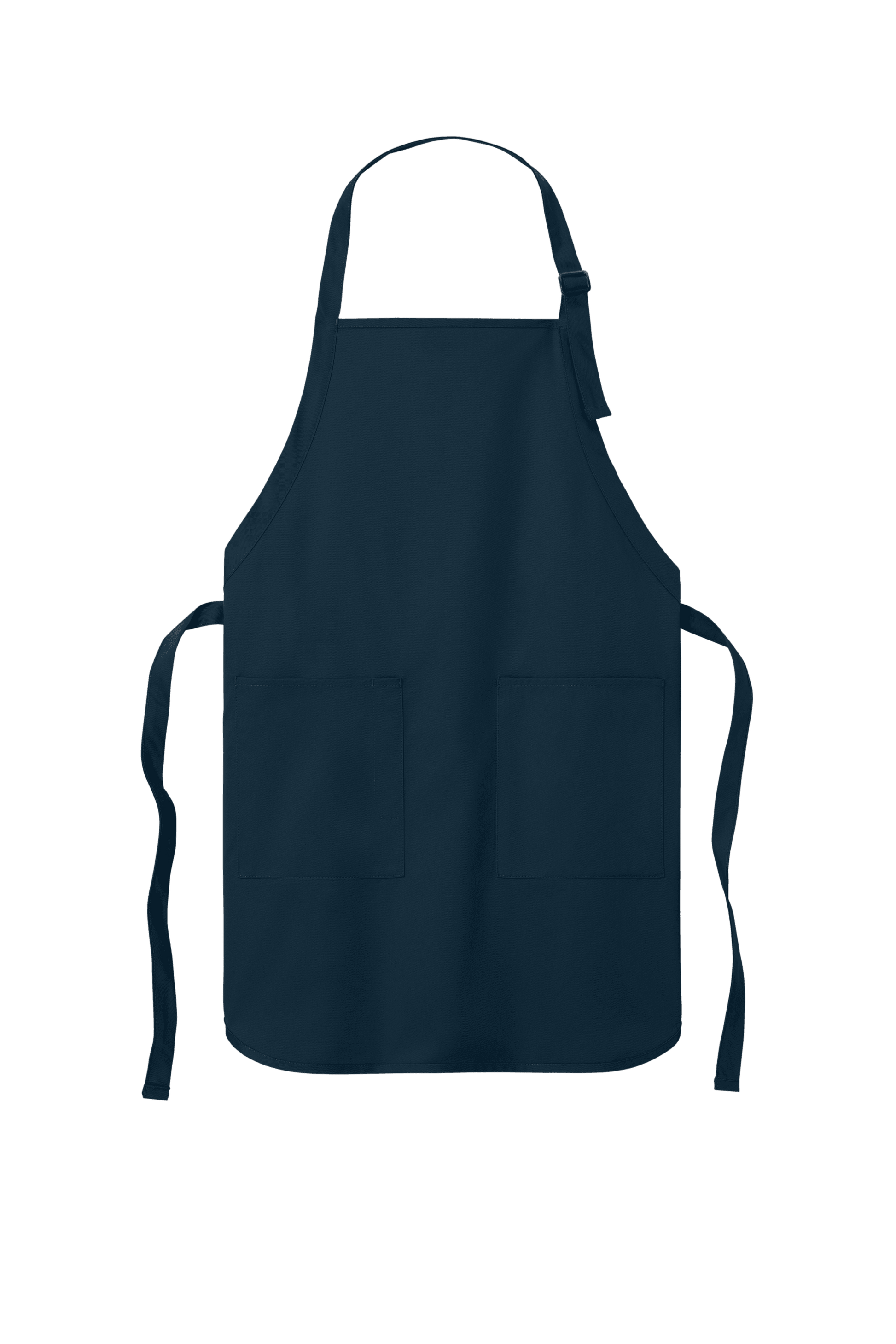 Navy Port Authority personalized apron with adjustable neck strap and front pockets, ideal for cooking, BBQ, or gifts.