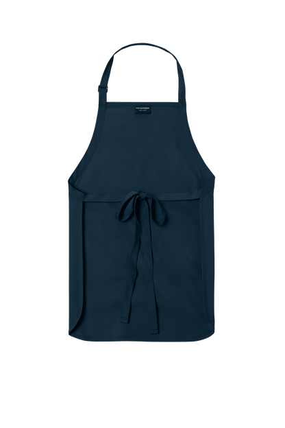 Navy Port Authority personalized apron with adjustable neck strap, front pockets, ideal for cooking, BBQ, and gift use.