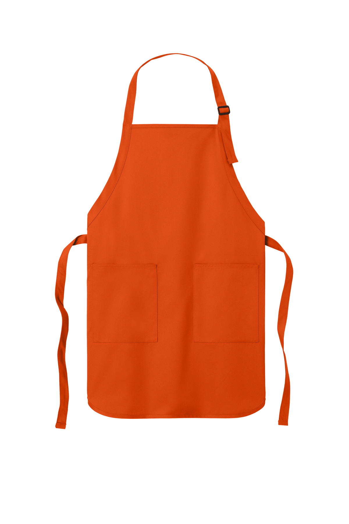 Orange Port Authority personalized apron with adjustable neck strap, front pockets, ideal for cooking, BBQ, and gifting.
