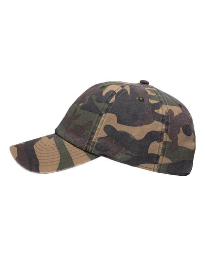 Unstructured '47 Brand Clean Up Cap baseball hat with adjustable strap, camouflage design, and embroidered logo on front.