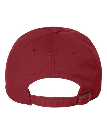 '47 Brand Clean Up Cap baseball hat with adjustable strap back and embroidered logo, unstructured dad hat in cardinal color.