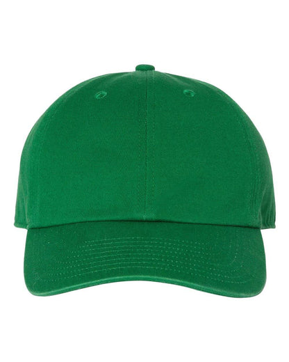 Green '47 Brand Clean Up Cap with embroidered logo, adjustable strap back, unstructured dad hat, baseball style.