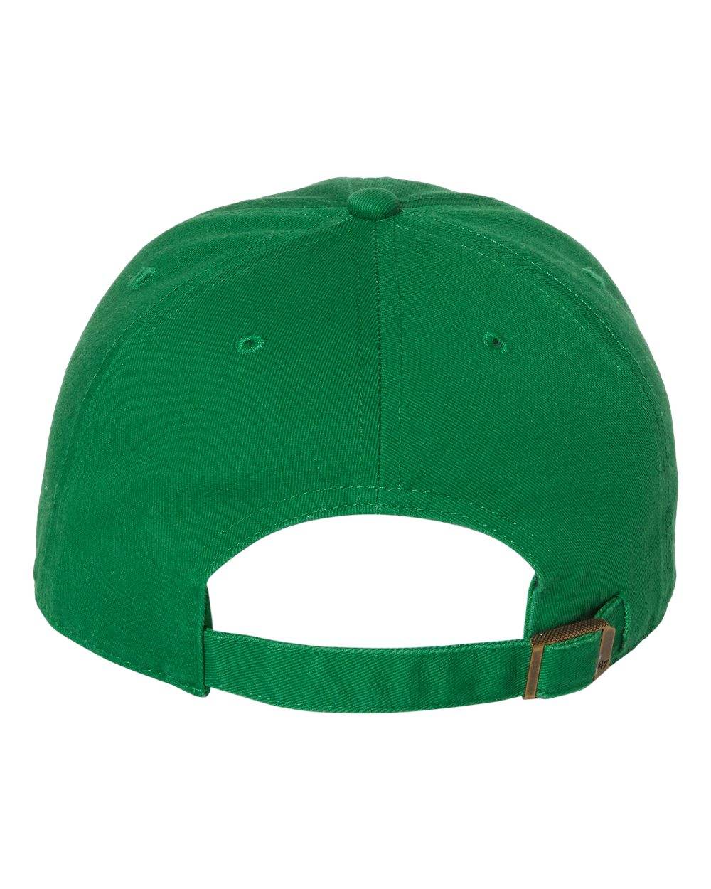 '47 Brand Clean Up Cap with embroidered logo, adjustable strap back, unstructured dad hat, green fabric, casual baseball hat style.
