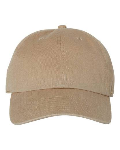 '47 Brand Clean Up Cap baseball hat with adjustable strap back, khaki color, unstructured dad hat with embroidered logo on front