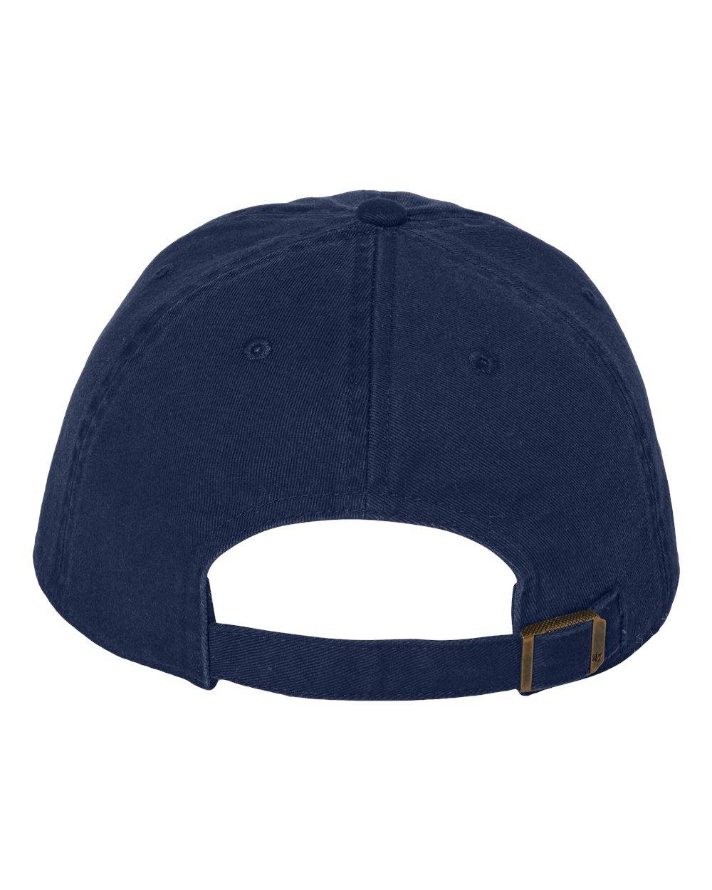'47 Brand Clean Up Cap baseball hat with adjustable strap back and embroidered logo, navy unstructured dad hat.