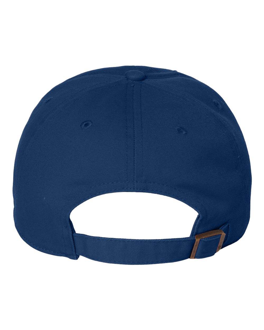 '47 Brand Clean Up Cap with embroidered logo, adjustable strap, unstructured dad hat in royal blue, baseball style.
