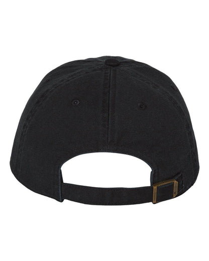 Black '47 Brand Clean Up Cap baseball hat with custom embroidered logo, adjustable strap back, unstructured dad hat style.