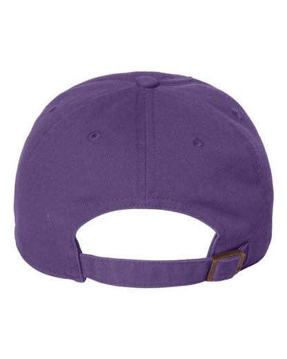'47 Brand Clean Up Cap baseball hat with adjustable strap back, unstructured dad hat featuring custom purple embroidered logo.