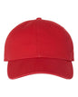 Red '47 Brand Clean Up Cap baseball hat with adjustable strap back and embroidered logo, unstructured dad hat style.