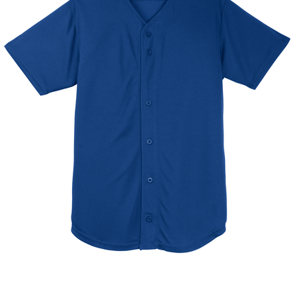 Customizable mesh baseball jersey for men in Blue front