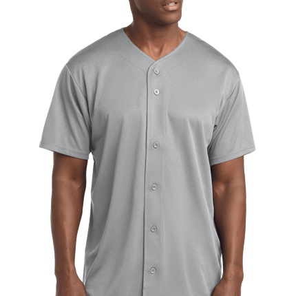Customizable mesh baseball jersey for men in Grey