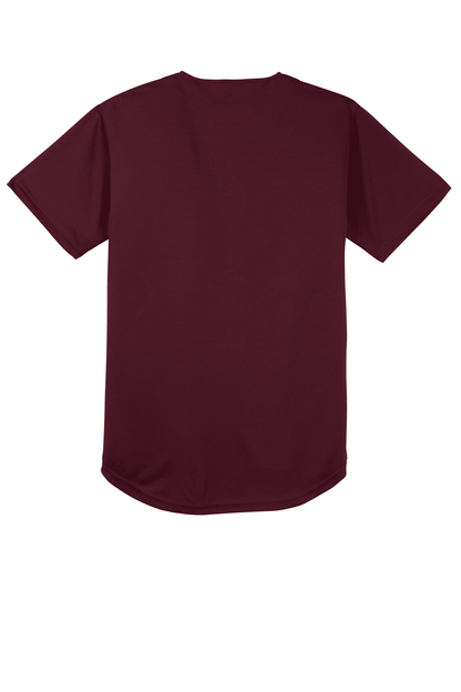 Maroon Sport-Tek customizable mesh baseball jersey with breathable lightweight fabric, ideal for team sports.