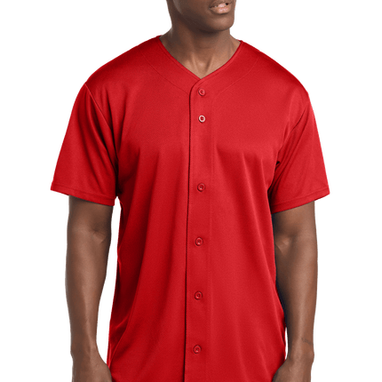 Customizable mesh baseball jersey for men in red