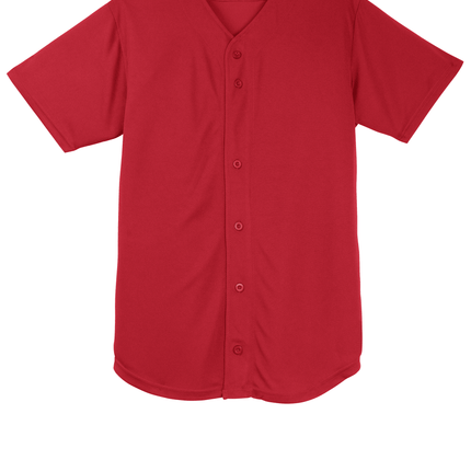 Customizable mesh baseball jersey for men in red front