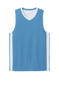 Sport-Tek customizable mesh basketball jersey in Carolina blue and white with team name and number on the front.