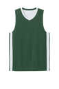 Forest green and white customizable Sport-Tek basketball jersey with team name and number, lightweight and breathable mesh fabric