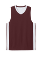 Maroon and white Sport-Tek customizable mesh basketball jersey with team name and number, lightweight and breathable design.
