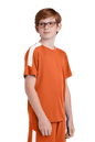Custom Youth Soccer Jersey by Sport-Tek featuring orange and white design with team logo, name, and number on the front.