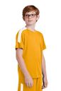 Custom youth soccer jersey by Sport-Tek featuring gold and white colors, with space for team logo, name, and number.