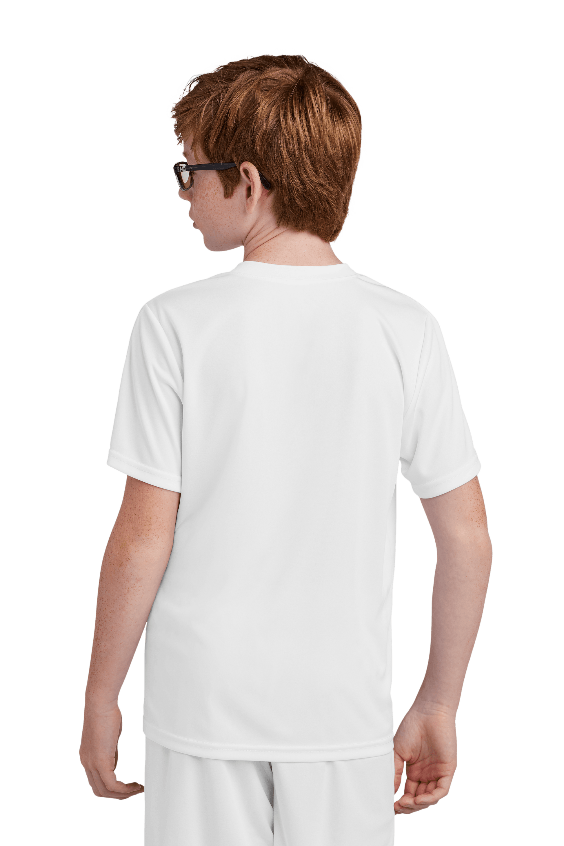 White custom youth soccer jersey by Sport-Tek featuring space for name, number, and team logo on the back.