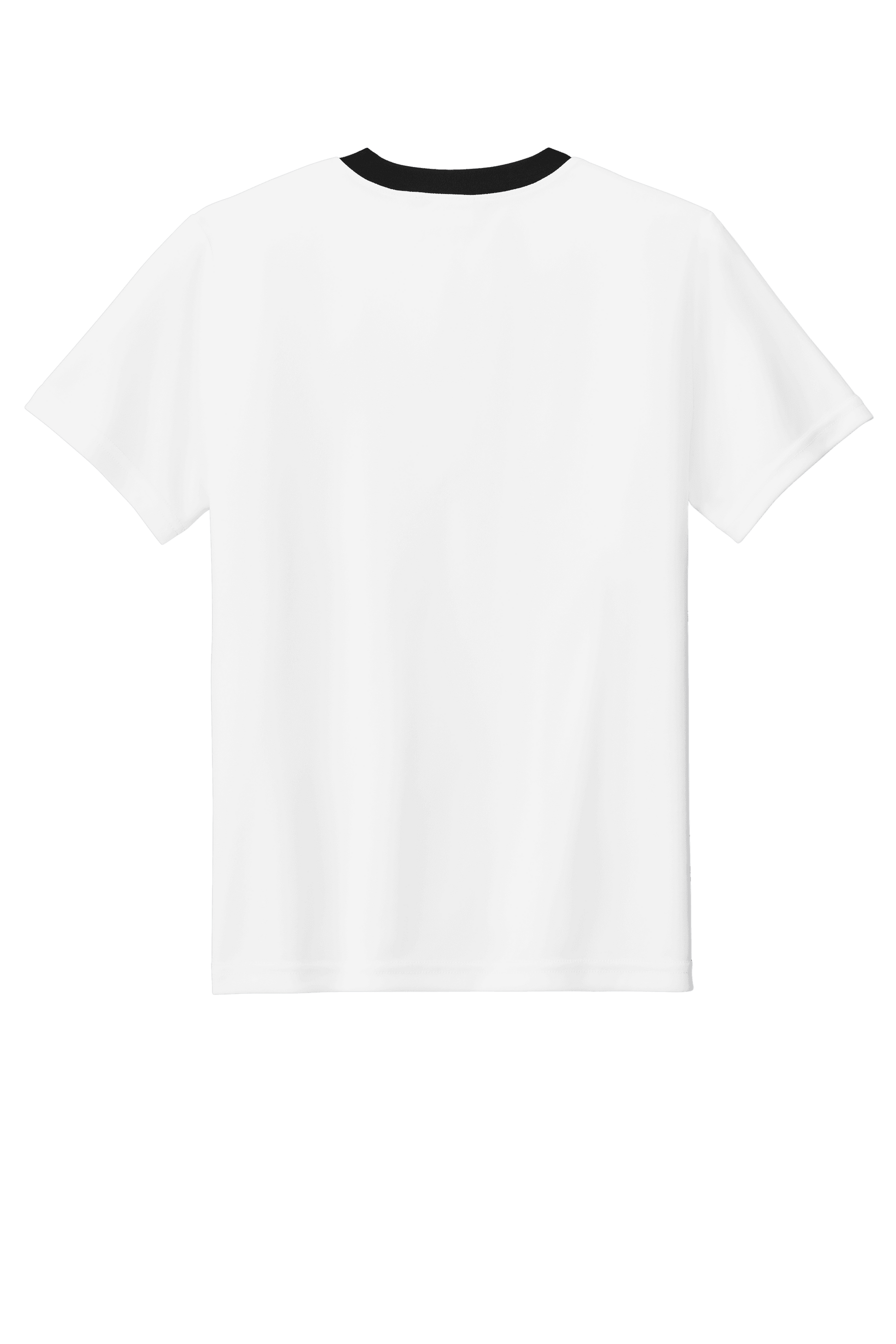 White and black custom youth soccer jersey by Sport-Tek with space for name, number, and team logo on the front.