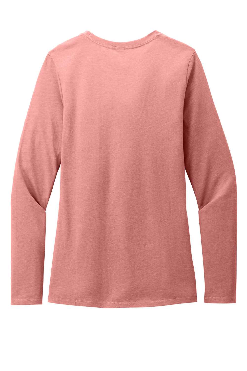 District Women’s Perfect Blend CVC long sleeve tee in blush frost color, featuring a soft fabric and classic fit, shown from the back.