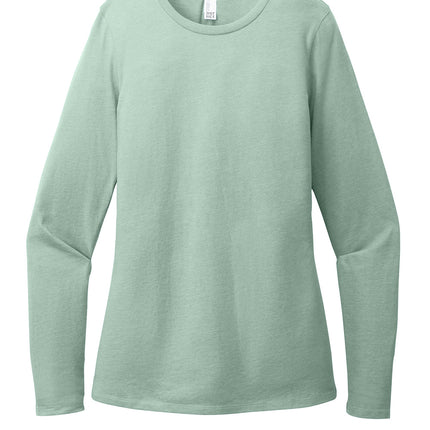 Personalized Women’s Perfect Blend CVC Long Sleeve Tee front view - heathered dusty sage- flattering women’s long sleeve for personalization by Print-View