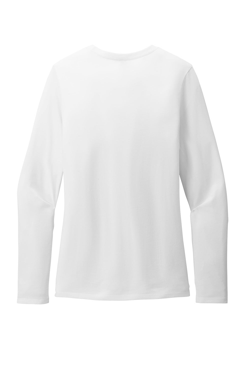 White District Women’s Perfect Blend CVC long sleeve tee from Print-View, shown flat back view with long sleeves and smooth fabric.