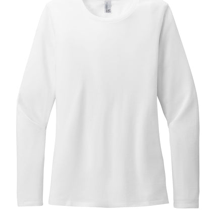 Personalized Women’s Perfect Blend CVC Long Sleeve Tee front view - white - flattering women’s long sleeve for personalization by Print-View