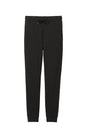 Black District® Women’s Perfect Tri® fleece jogger pants laid flat, showing the comfortable fit and soft fabric.