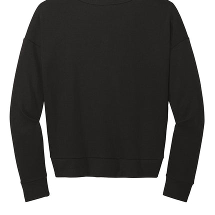 Personalized Women’s Perfect Tri Fleece V-Neck Sweatshirt back view - black - structured hem and cuff detail, durable tri-blend knit.