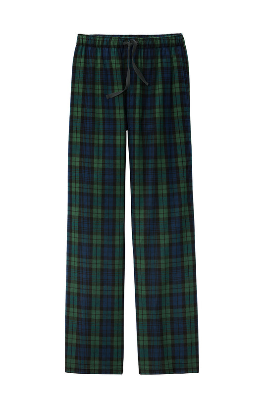 Forest green and navy plaid flannel pajamas pants by Print-View, featuring a flat front and comfortable, relaxed fit.