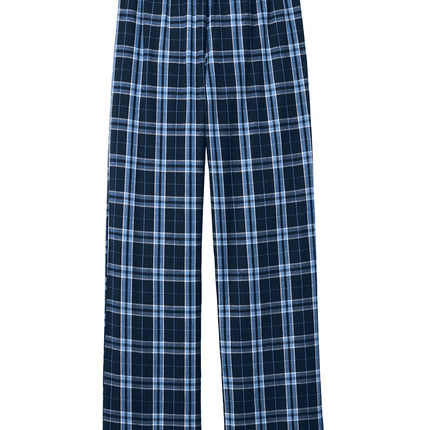 District® Flannel Plaid Pajama Pants in true navy and Carolina blue, featuring a flat back design and comfortable fit.