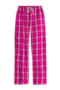 Dark fuchsia plaid women's flannel pajama pants by Print-View, featuring a flat front and comfortable relaxed fit.