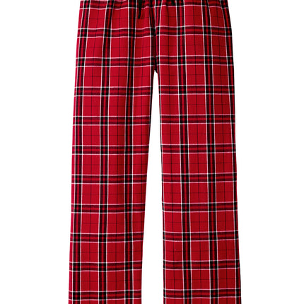 Red plaid pajama pants front view