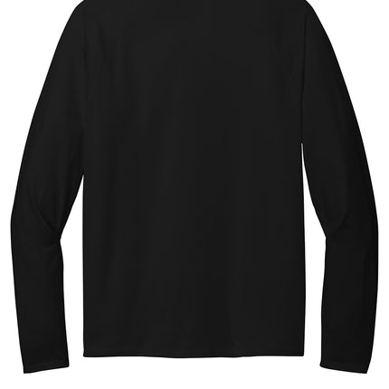 District Featherweight French Terry Long Sleeve Crewneck (Black) - back view, personalization area | Print-View
