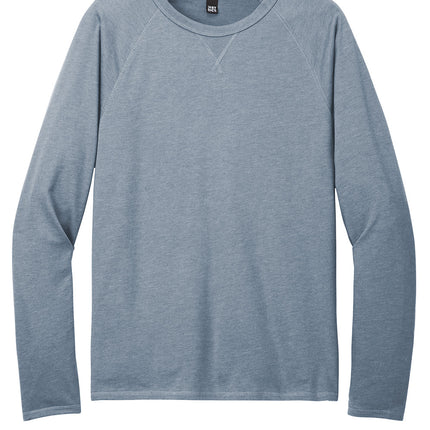 District Featherweight French Terry Long Sleeve Crewneck (Light Heather Grey) - front, custom DTG print example | Print-View