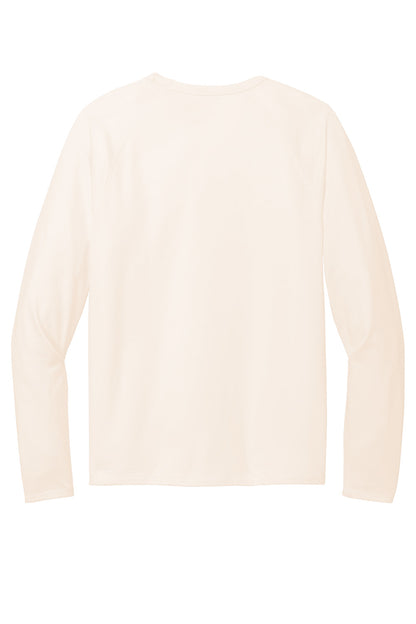 Print-View District® Featherweight French Terry long sleeve crewneck in gardenia color, flat back view showing soft fabric and relaxed fit.